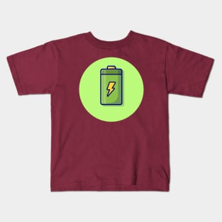 Battery Cartoon Vector Icon Illustration Kids T-Shirt